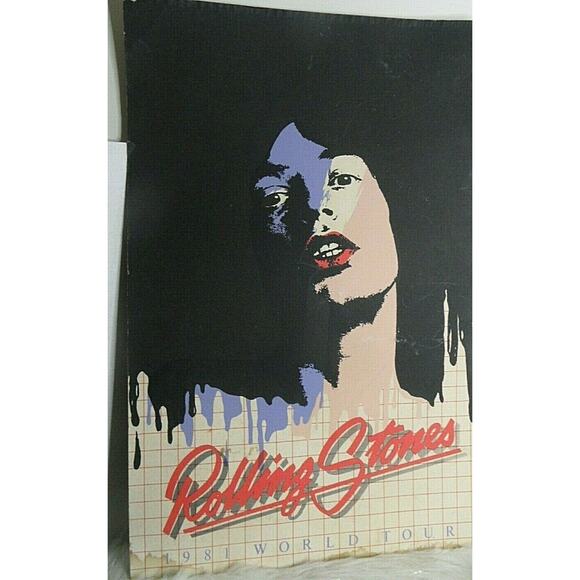 Vintage Rolling Stones World Tour Mick Jagger Warhol Poster Michelle Arts READ - Picture 1 of 9